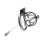 Metal chastity cage with all attachment attached  on a white background