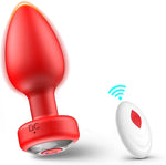 Rose Red Wireless Anal Vibrator with remote control on a white background