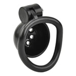 Black Chastity cages back angle on a white background