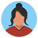 Placeholder icon of a person with a blue circle background