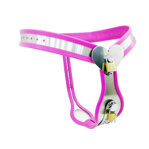 Side view of low-profile female chastity belt for discreet wear