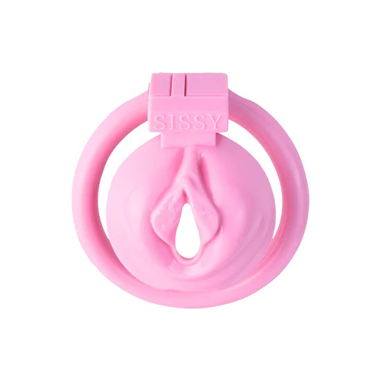 Pink Inverted Chastity Device with 4 Rings & Magic Lock